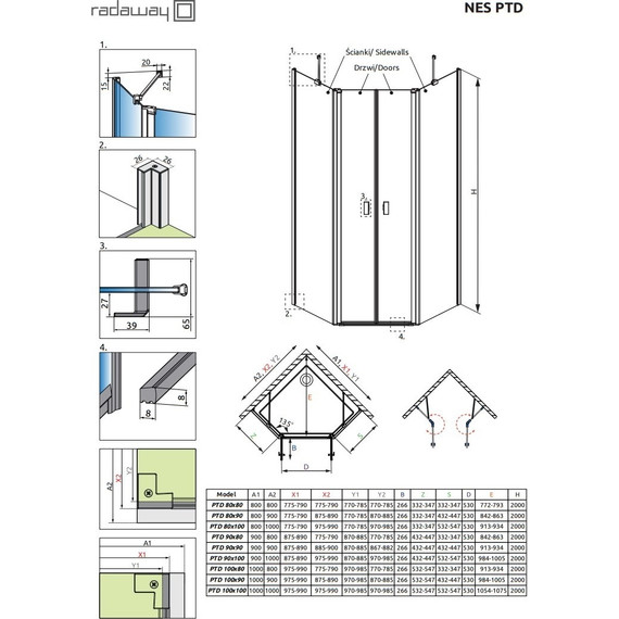 Душевое ограждение Radaway Nes Black PTD 80х80 см, черный/прозрачное фото 6