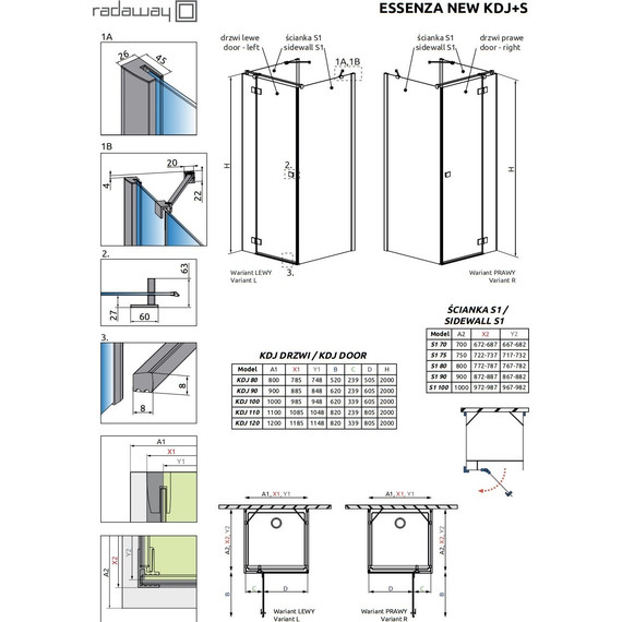 Душевое ограждение Radaway Essenza New Black KDJ+S 80х80 см L, черный/прозрачное фото 8