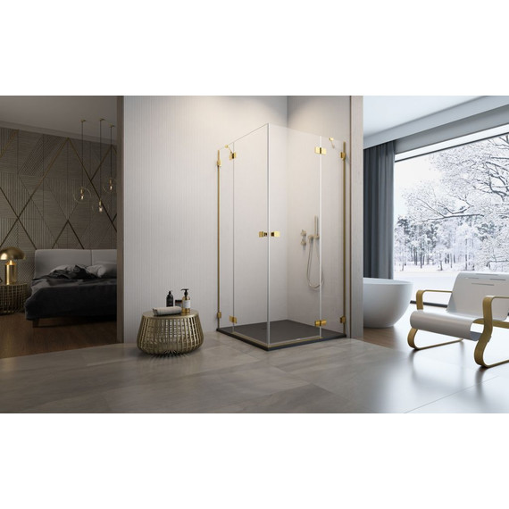 Душевое ограждение Radaway Essenza Pro Gold KDD 100х100 см, золото/прозрачное фото 3