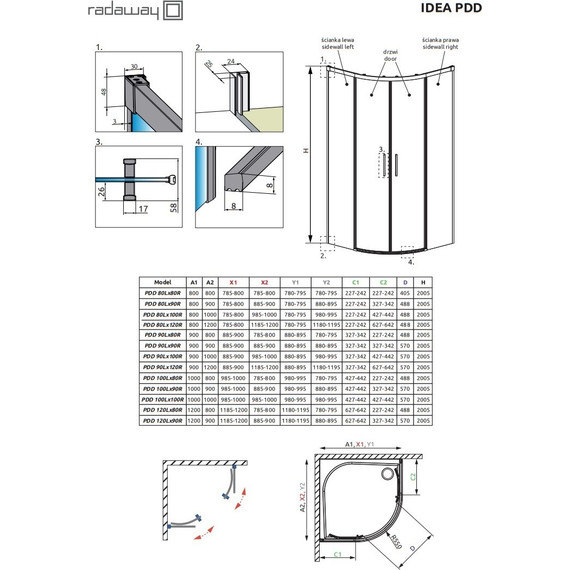 Душевое ограждение Radaway Idea Black PDD 120х90 см, черный/прозрачное - 8 Душевое ограждение Radaway Idea Black PDD 120х90 см, черный/прозрачное фото 8