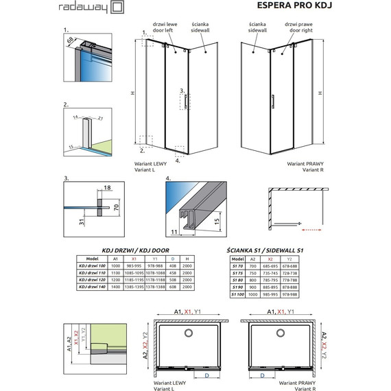 Душевое ограждение Radaway Espera Pro KDJ 100х100 см L (стекло 8 мм), хром/прозрачное фото 8