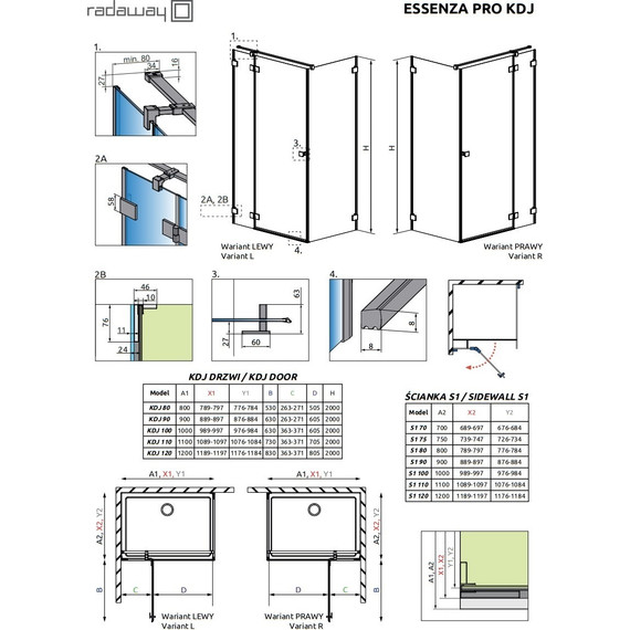 Душевое ограждение Radaway Essenza Pro KDJ 100х75 см L, хром/прозрачное фото 7