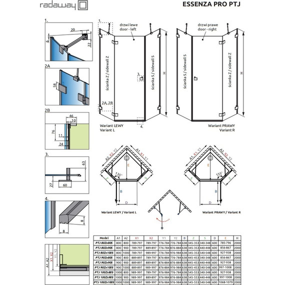 Душевое ограждение Radaway Essenza Pro PTJ 80х80 см L, хром/прозрачное фото 7