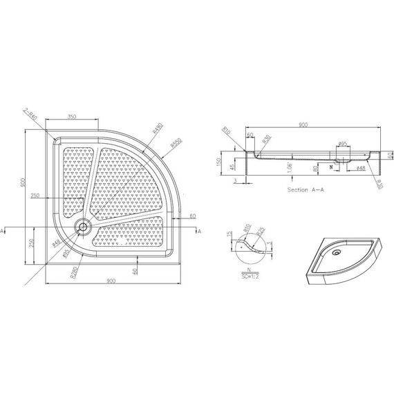 Акриловый поддон Azario 90х90 см P29 R/L - 2 Акриловый поддон Azario 90х90 см P29 R/L фото 2