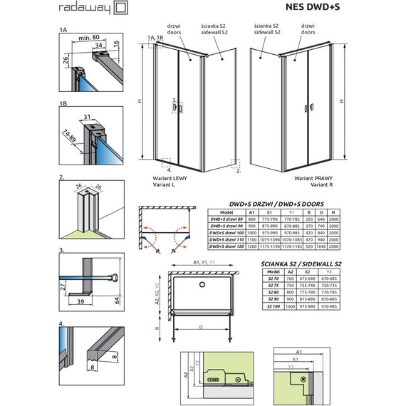 Душевое ограждение Radaway Nes DWD+S 90х90 см, хром/прозрачное фото 8