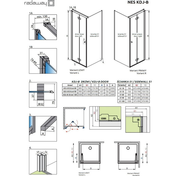 Душевое ограждение Radaway Nes KDJ B 100х100 см R, хром/прозрачное фото 9