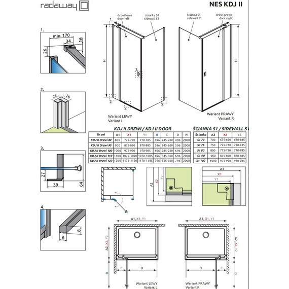 Душевое ограждение Radaway Nes KDJ II + S1 100х80 см R, хром/прозрачное фото 9