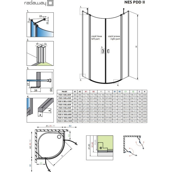 Душевое ограждение Radaway Nes PDD II 80х80 см, хром/прозрачное фото 7