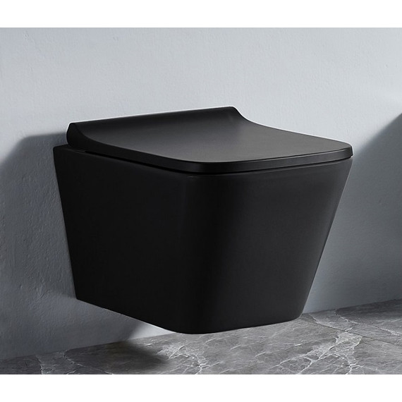 Унитаз подвесной безободковый Azario Teramo AZ-052-MB с крышкой микролифт, черный, Цвет производителя: чёрный - 2 Унитаз подвесной безободковый Azario Teramo AZ-052-MB с крышкой микролифт, черный, Цвет производителя: чёрный фото 2