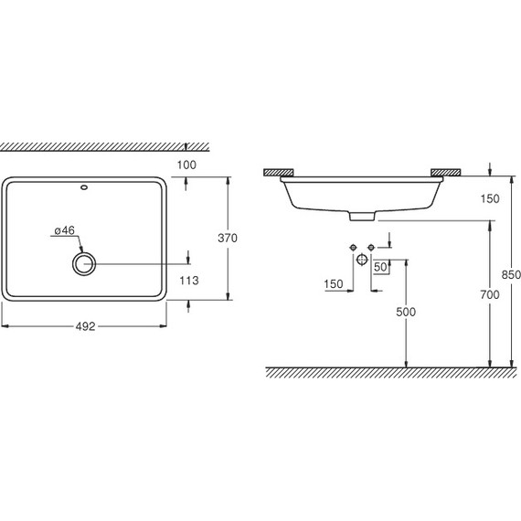 Раковина врезная под столешницу Grohe Cube Ceramic 50 см 3948000H фото 4