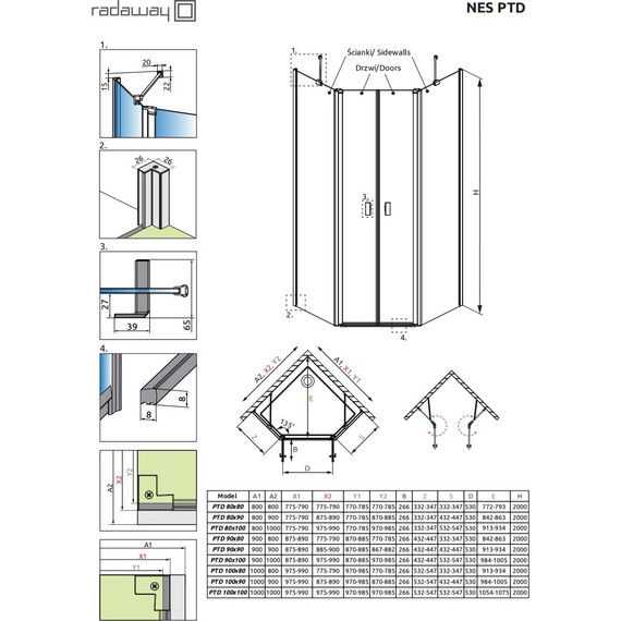 Душевое ограждение Radaway Nes PTD 80х100 см, хром/прозрачное фото 6
