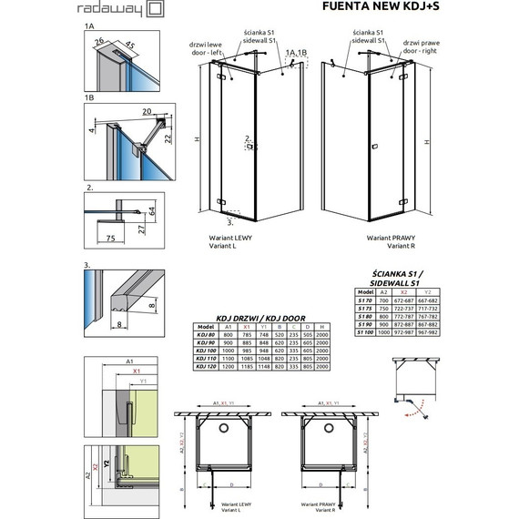 Душевое ограждение Radaway Fuenta New KDJ+S 100х100 см L, хром/прозрачное фото 9