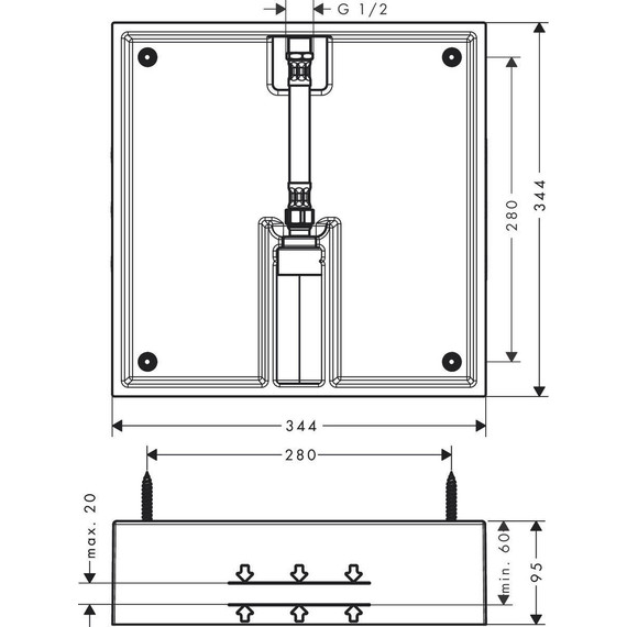 Скрытая часть для верхнего душа Hansgrohe Raindance E 26254180 фото 2