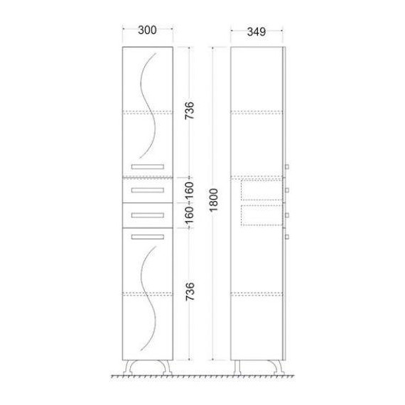 Пенал напольный Mirsant Сандра 30 см (универсальный) белый фото 4