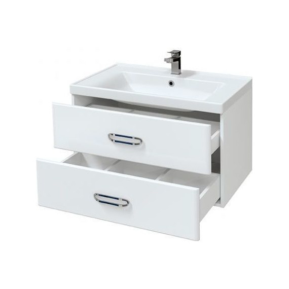 Тумба подвесная с раковиной Mirsant Fuji 80 см с доводчиком, белый - 2 Тумба подвесная с раковиной Mirsant Fuji 80 см с доводчиком, белый фото 2