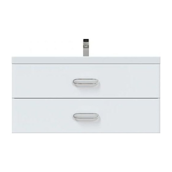 Тумба подвесная с раковиной Mirsant Fuji 100 см с доводчиком, белый фото 2