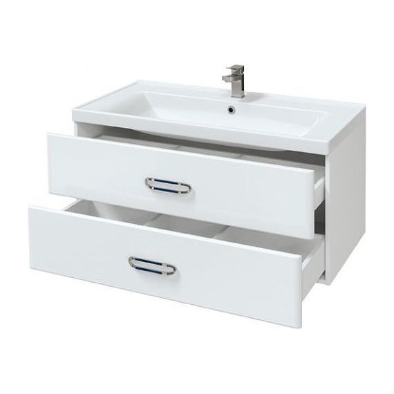 Тумба подвесная с раковиной Mirsant Fuji 100 см с доводчиком, белый фото 3