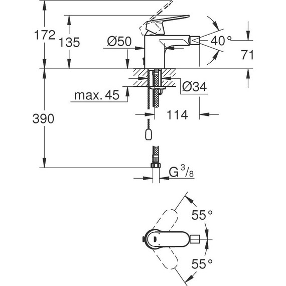 Смеситель для биде Grohe Eurosmart Cosmopolitan 32840000 фото 2