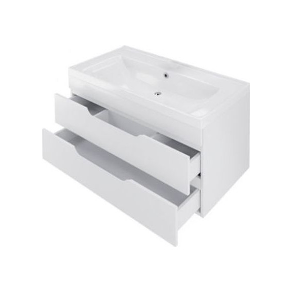 Тумба подвесная с раковиной Mirsant Soho Quadro 100 см, белый фото 3