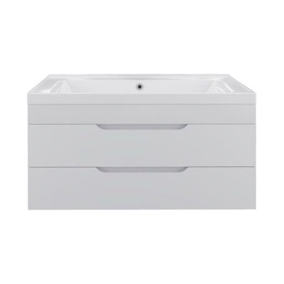 Тумба подвесная с раковиной Mirsant Soho Quadro 100 см, белый фото 2