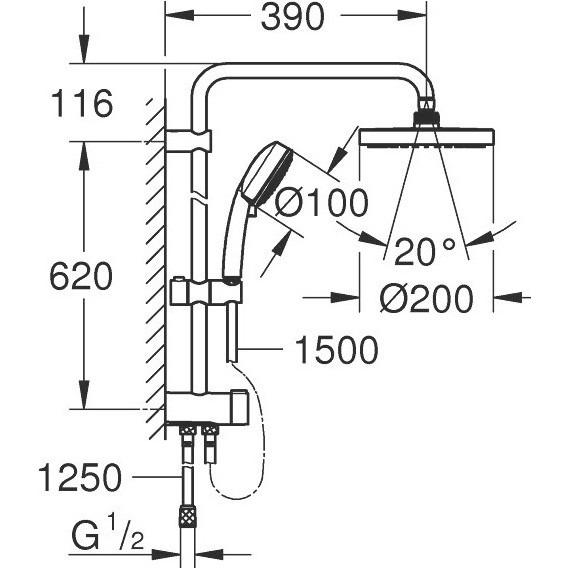 Душевая стойка Grohe New Tempesta Cosmopolitan 200 27394002 фото 2