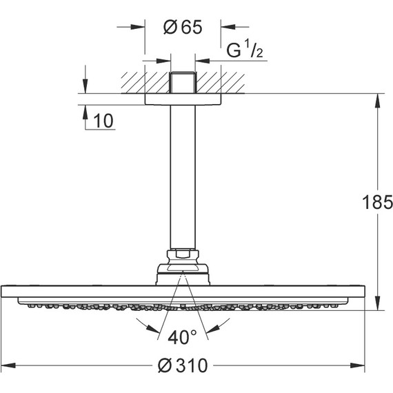 Верхний душ Grohe Rainshower 26067AL0, темный графит матовый фото 2