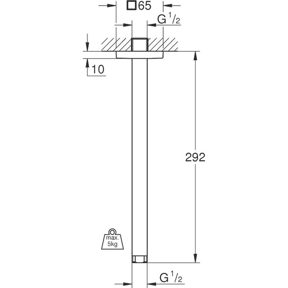 Кронштейн потолочный для верхнего душа Grohe Rainshower neutral 292 мм 27484000 фото 2