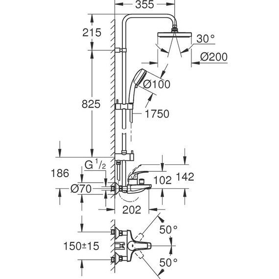 Душевая стойка Grohe Tempesta Cosmopolitan System 200 26305001 - 2 Душевая стойка Grohe Tempesta Cosmopolitan System 200 26305001 фото 2