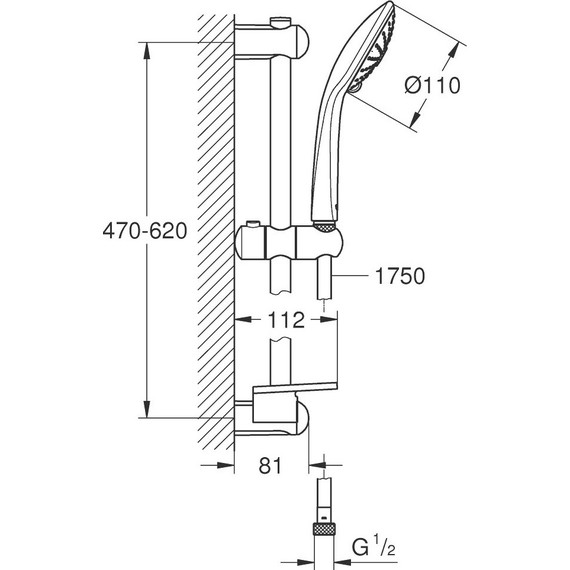 Душевой гарнитур Grohe Euphoria 600 мм 27231001 фото 2