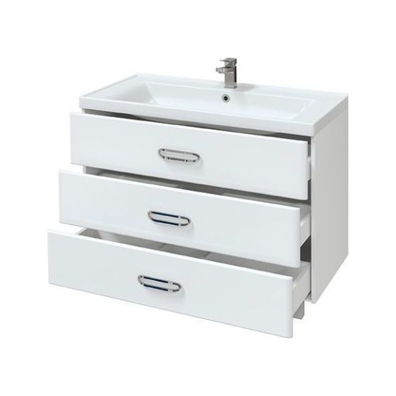 Тумба напольная с раковиной Mirsant Fuji 100 см с доводчиком, белый фото 3