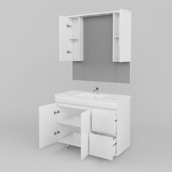 Тумба напольная с раковиной Mirsant Next 100 см (раковина Premier 1000), белый фото 2