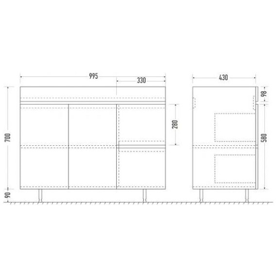 Тумба напольная с раковиной Mirsant Next 100 см (раковина Premier 1000), белый фото 5