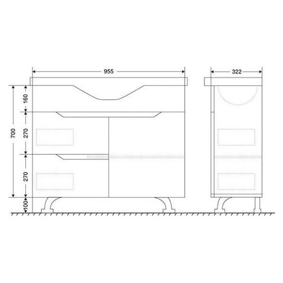 Тумба напольная с раковиной Mirsant Soho 100 см, белый фото 7