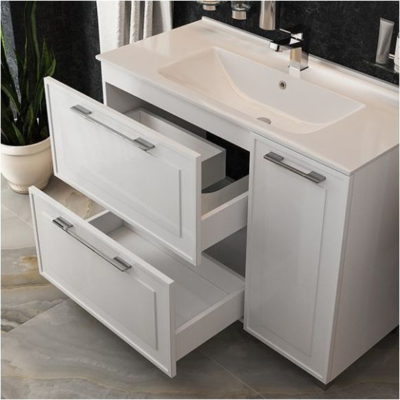 Тумба напольная с раковиной Mirsant Адель 100 см (раковина More 100) белый фото 8