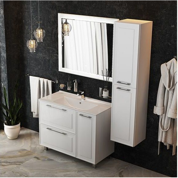 Тумба напольная с раковиной Mirsant Адель 100 см (раковина More 100) белый фото 9