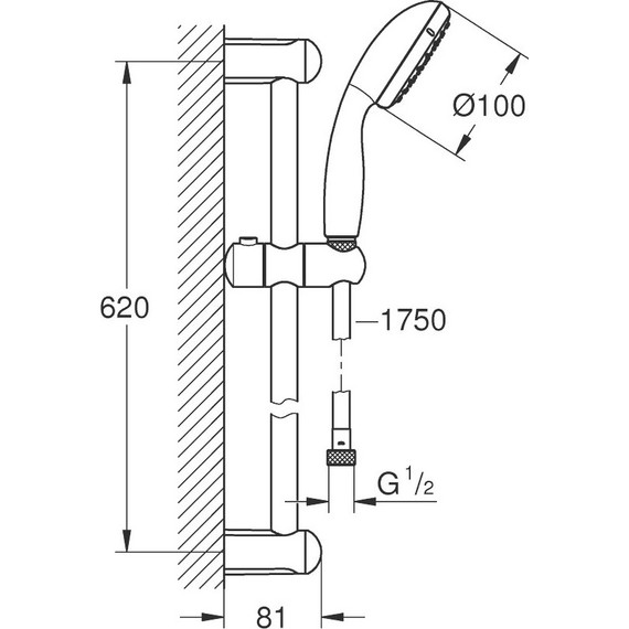 Душевой гарнитур Grohe Tempesta New 600 мм 27598001 - 2 Душевой гарнитур Grohe Tempesta New 600 мм 27598001 фото 2
