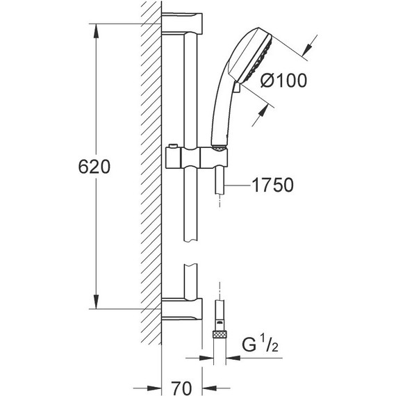 Душевой гарнитур Grohe New Tempesta Cosmopolitan 100 600 мм 27787002 фото 2