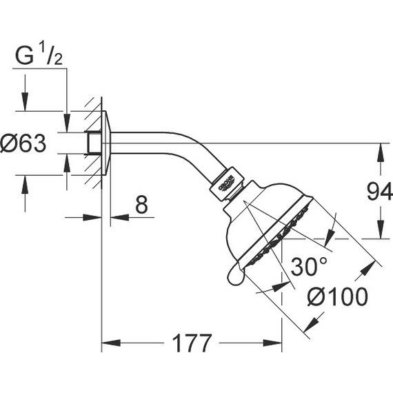 Верхний душ Grohe New Tempesta Rustic 100 IV 26089001 фото 2