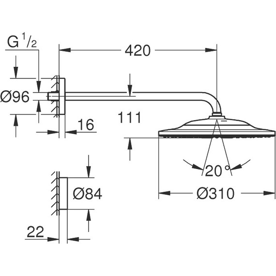 Верхний душ Grohe Rainshower 310 SmartConnect 26640000 фото 5