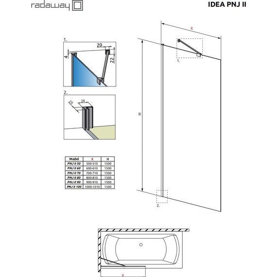 Шторка для ванны Radaway Idea PNJ II 80 см 10001080-01-01, хром/прозрачное фото 4