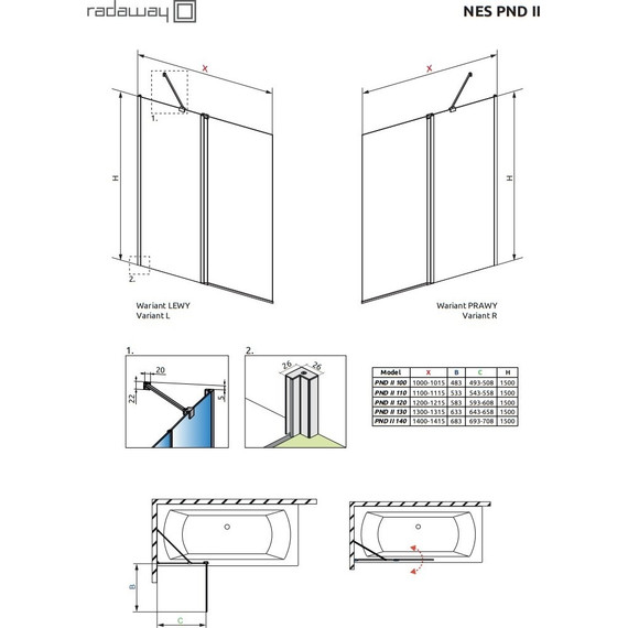 Шторка для ванны Radaway Nes PND II 130 см 10009130-01-01L, хром/прозрачное фото 4