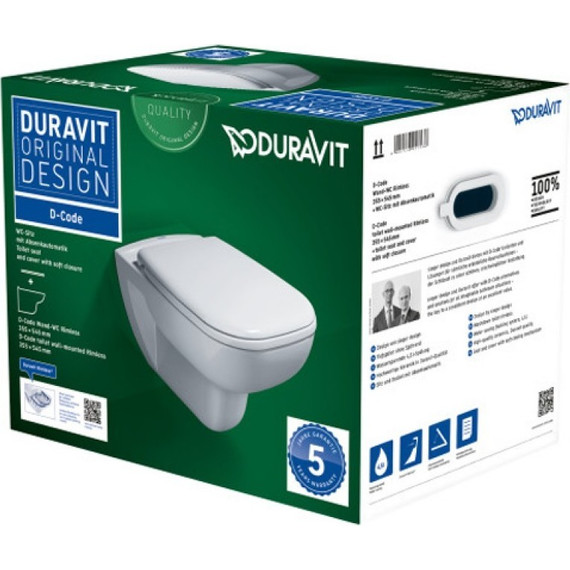 Унитаз подвесной Duravit D-Code Rimless 45700900A1 с крышкой микролифт фото 5