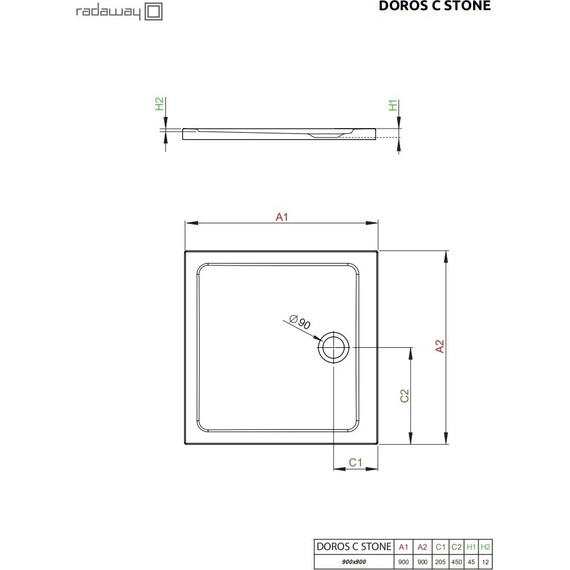 Поддон акриловый Radaway Doros C Stone White 90х90 см SDRC9090-01-04S фото 3