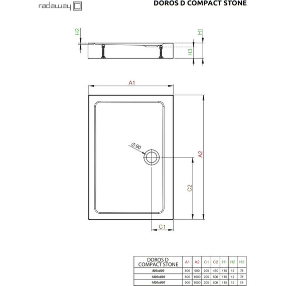 Поддон акриловый Radaway Doros D Compact Stone Anthracite 90х80 см SDRD9080-05-64S, антрацит фото 3