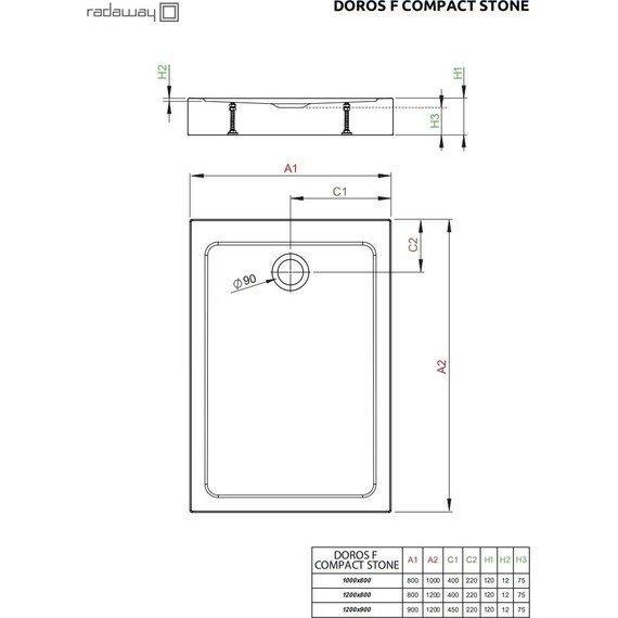 Поддон акриловый Radaway Doros F Compact Stone Anthracite 120х90 см SDRFP1290-05-64S, антрацит - 3 Поддон акриловый Radaway Doros F Compact Stone Anthracite 120х90 см SDRFP1290-05-64S, антрацит фото 3