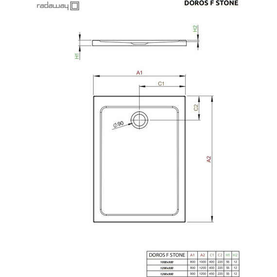 Поддон акриловый Radaway Doros F Stone Anthracite 120х80 см SDRF1280-01-64S, антрацит фото 3
