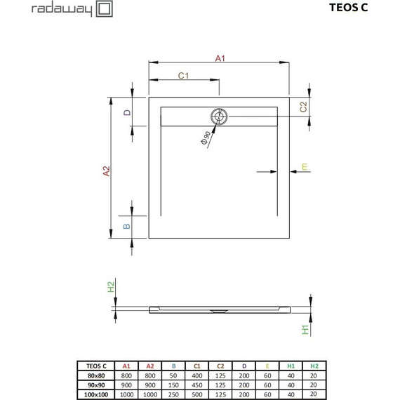 Поддон мраморный Radaway Teos C anthracite 80х80 см HTC8080-64, антрацит фото 2