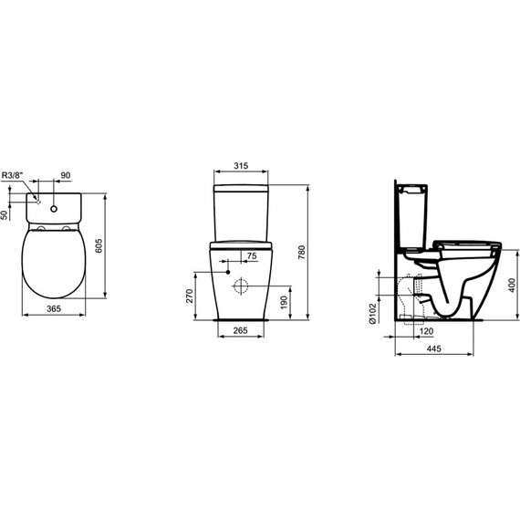 Унитаз-компакт безободковый Ideal Standard Connect AquaBlade E039701+E785601 фото 4