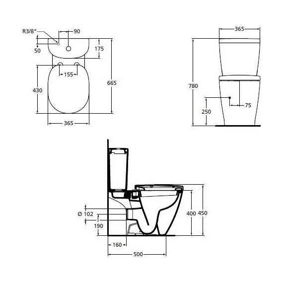 Унитаз-компакт безободковый Ideal Standard Connect AquaBlade E042901+E785601 фото 4