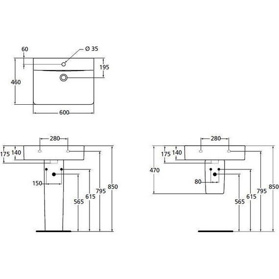 Раковина подвесная Ideal Standard Connect Cube 60 см E794501 фото 10